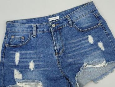 krótkie spodenki jeansowe damskie duże rozmiary: SZACHOWNICA, Szorty damskie, rozmiar XL — 1