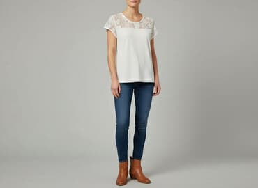 bluzki z koronką plus size: T-shirt damski, rozmiar S — 1