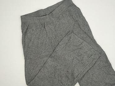 Szare, prążkowane spodnie damskie z dzianiny - Kolor: melanżowa