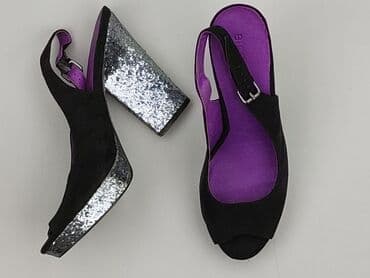 czarne sandały na obcasie allegro: Sandały damskie, 41 — 1