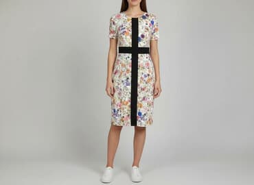 krótka sukienka w kwiaty na wesele: Sukienka damska, rozmiar S — 1