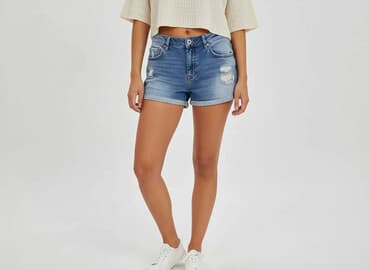 lidl spodenki jeansowe damskie: Denim Co, Szorty damskie, rozmiar M — 10