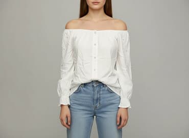 biala bluzka z dlugim rekawem: Bluzka damska, rozmiar S — 6