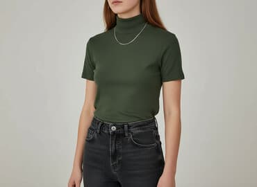mock neck t shirty: T-shirt damski, rozmiar S — 1