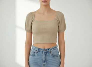 bluzka z bufiastymi rekawami: Top damski, rozmiar S — 6