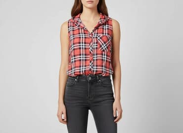 bluzki w kratkę czerwona: Bershka, Women's blouse, size S — 1