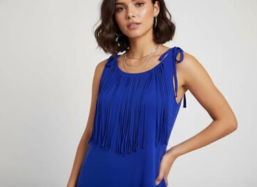 paznokcie do niebieskiej sukienki: Sukienka damska, rozmiar S — 5