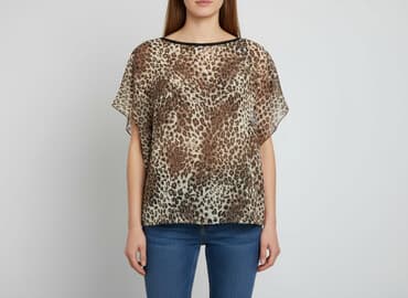 brązowa bluzki z krótkim rękawem: Bluzka damska, rozmiar M — 1