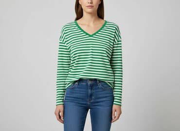 bluzka w paski zielone: Reserved, Bluzka damska, rozmiar S — 1