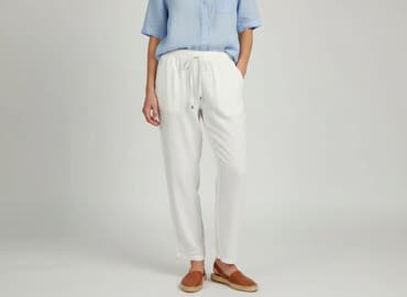 biale szerokie jeansy: Spodnie materiałowe damskie, rozmiar M — 6