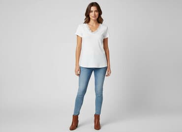 koszulki damskie z dekoltem v: T-shirt damski, rozmiar S — 1