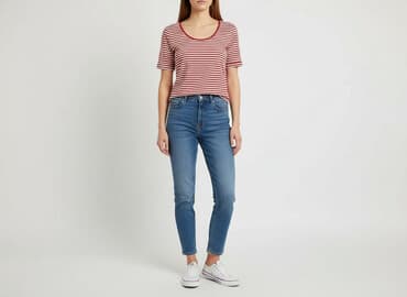 t shirt w czerwone paski: Denim Co, Футболка жіноча, розмір L — 1