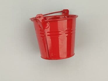 Doniczki do roślin: Miniaturowe metalowe wiaderko w intensywnym czerwonym kolorze, idealne — 1