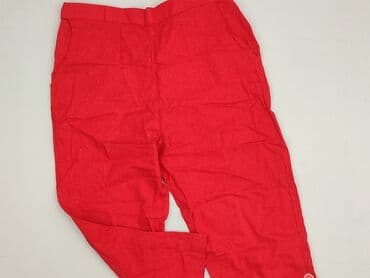 spodnie czerwone w krate: Material trousers for women, size S (EU 36) — 1