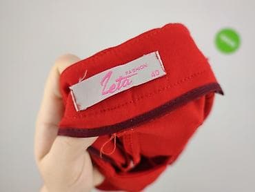 wide leg: Red, Spodnie materiałowe damskie, rozmiar M — 4