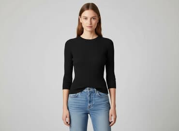 czarne prążkowane bluzki: H&M, Top damski, rozmiar XS — 1