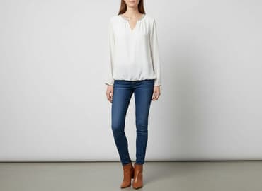 biała bluzka damska rękaw 34: Bluzka damska, rozmiar L — 5