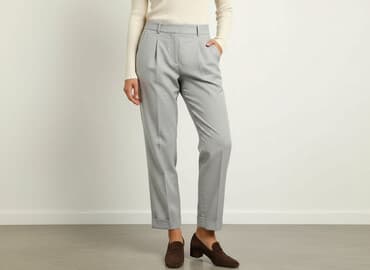 spodnie materiałowe z wysokim stanem: Spodnie materiałowe damskie, rozmiar M — 6