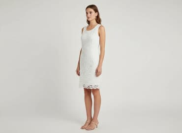 biała sukienki ażurowa: Sukienka damska, rozmiar S — 1