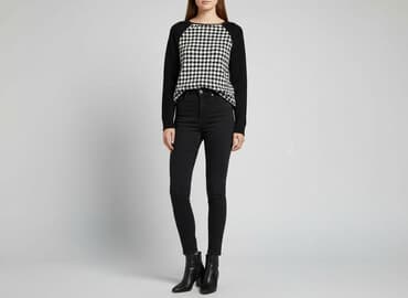 kurtka zimowa w pepitkę: Sweter damski, rozmiar S — 1