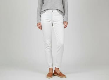białe jeansy damskie allegro: Spodnie materiałowe damskie, rozmiar L — 6