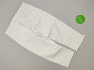 biale szerokie jeansy: Spodnie 3/4 damskie, rozmiar L — 3
