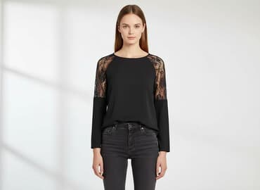 czarne bluzki rekaw 3 4: Bluzka damska, rozmiar S — 6