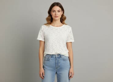 koronkowe bluzki z krótkim rekawem: Bluzka damska, rozmiar S — 5