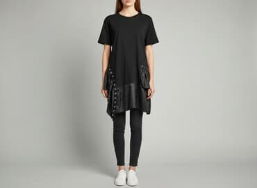 czarne t shirty damskie w serek: New Collection, T-shirt damski, rozmiar S — 7