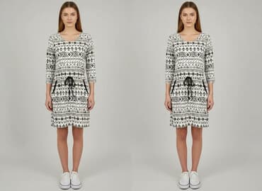 kapcie na drutach z prostokąta: Sukienka damska, rozmiar S — 1