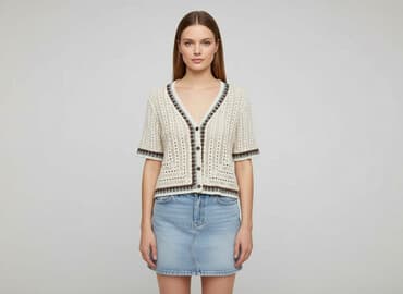 sweter z krótkim rękawem męski: Kardigan damski, rozmiar S — 6