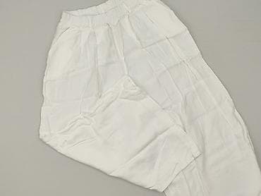 lenar jeans: Szerokie białe spodnie damskie culottes - Krój: luźny, nogawki 3/4 — 1