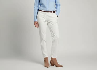 biale szerokie jeansy: Mango, Spodnie materiałowe damskie, rozmiar L — 6