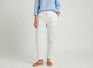 białe lniane spodnie zara: Spodnie materiałowe damskie, rozmiar M — 6