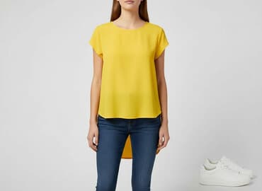 żółte bluzki z krótkim rękawem: ONLY, Bluzka damska, rozmiar M — 7