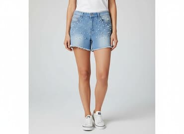 szerokie krótkie spodenki jeansowe: Shorts for women, size L — 1