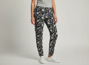 legginsy damskie kwiaty: Spodnie materiałowe damskie, rozmiar S — 5