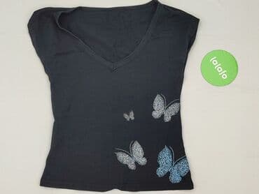 czarne t shirty w serek damskie: Butik, T-shirt damski, rozmiar S — 2