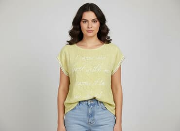 białe bluzki ze zlotym nadrukiem: Bluzka damska, rozmiar M — 7