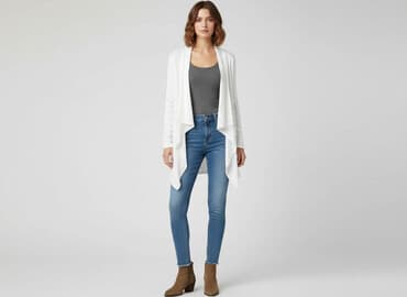 długi sweter sukienki: Kardigan damski, rozmiar M — 6