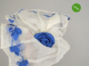 Dekoracje do domu: Biała, półprzezroczysta zasłona/woal dekoracyjny z niebieskimi — 4