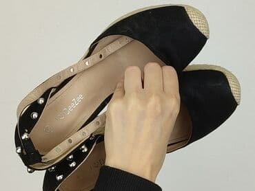 buty na koturnie z futerkiem: Sandały damskie, rozmiar 37 — 8