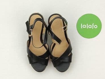 sukienka i sandały na koturnie: Sandały damskie, rozmiar 37 — 2