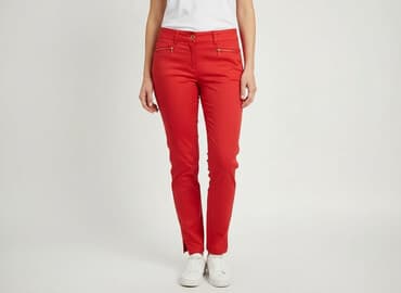 czerwone chinosy damskie: Spodnie materiałowe damskie, rozmiar L — 5