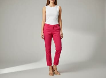 jaka bluzka do różowych spodni: Material trousers for women, size XS — 1