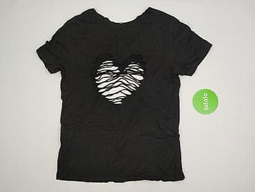 czarne jeansy bootcut: H&M Basic, T-shirt damski, rozmiar M — 3