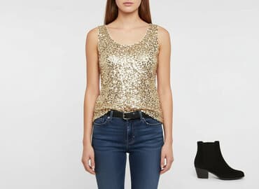 ubrania z brokatem: T-shirt damski, rozmiar M — 6