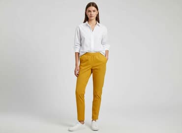 zara spodnie paperbag: Zara, Material trousers for women, size S — 1