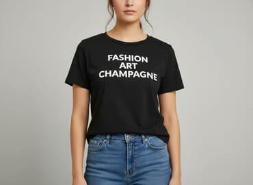 czarne t shirty ze złotym nadrukiem: T-shirt damski, rozmiar M — 1