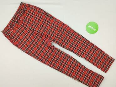 spodnie czerwone w kratę h m: Material trousers for women, size S — 2